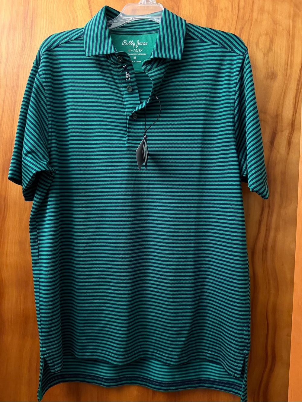NWTs Men’s Bobby Jones Green and Navy Narrow-Stripe Polo